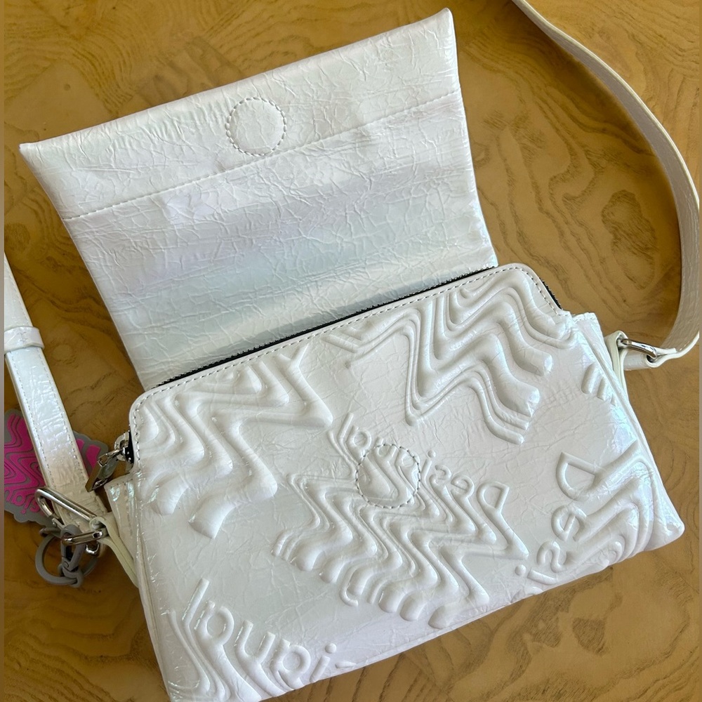 Desigual Iridescent White Crossbody Bag NWOT - Picture 6 of 13